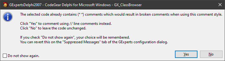 GExperts: Improvement to the Comment Code / Uncomment Code experts