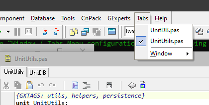Tabs menu in Delphi 7